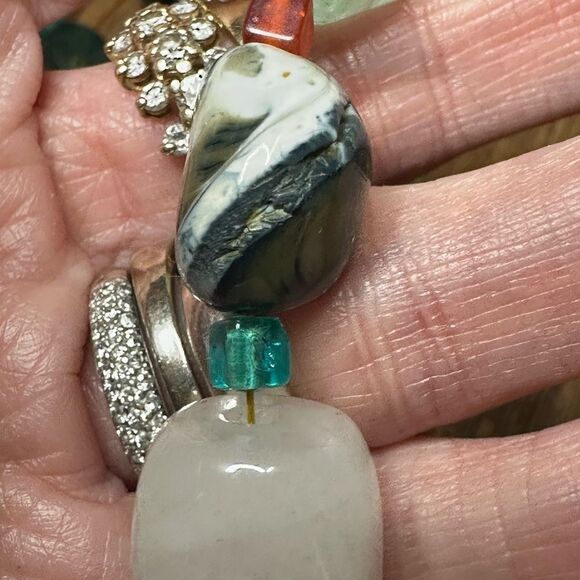 OOAK Multi Colored Genuine Semi Precious  Polished Gemstone Necklace Stones - Picture 7 of 9